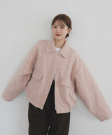 【10月下旬予約商品】　【ayu×LIAN】ステンカラーカールシャギーブルゾン