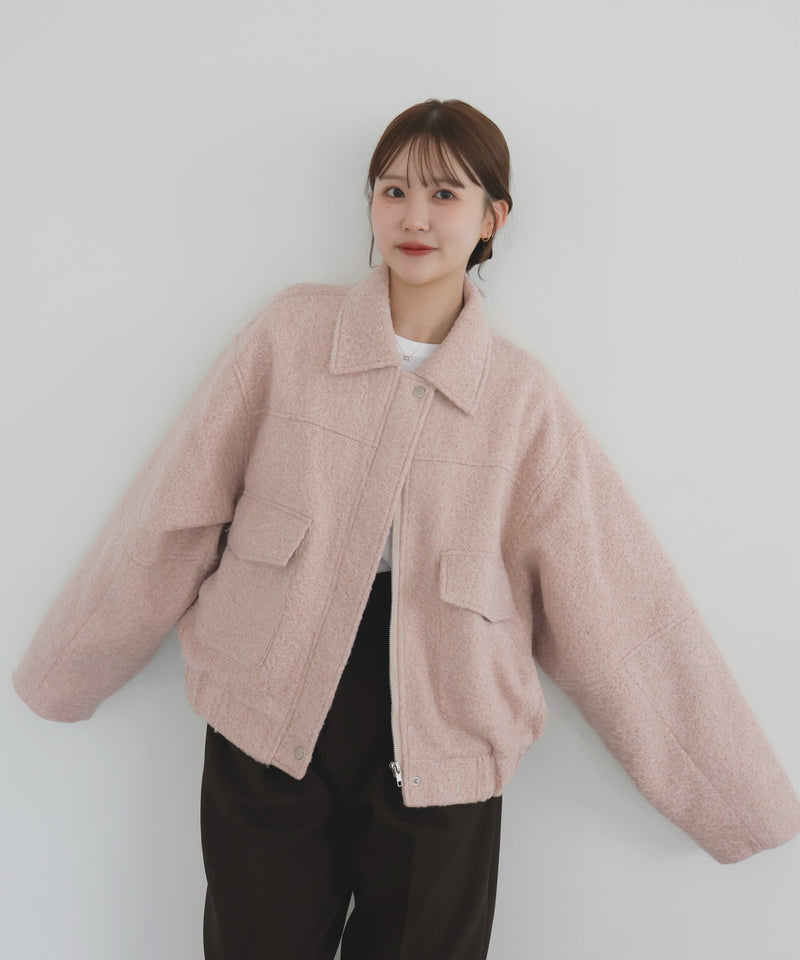 【10月下旬予約商品】　【ayu×LIAN】ステンカラーカールシャギーブルゾン