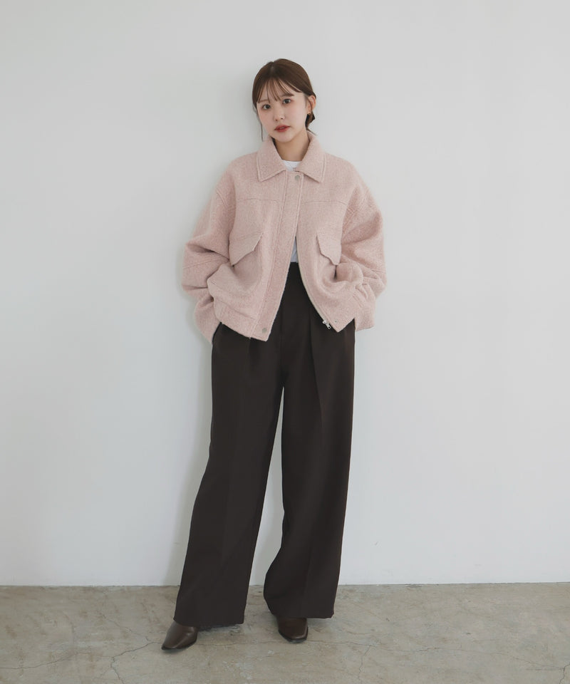【10月下旬予約商品】　【ayu×LIAN】ステンカラーカールシャギーブルゾン