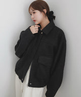 【10月下旬予約商品】　【ayu×LIAN】ステンカラーカールシャギーブルゾン