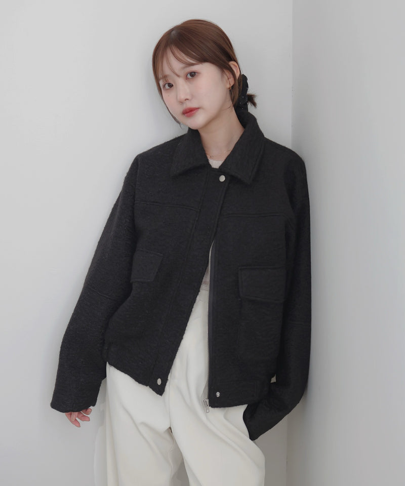 【10月下旬予約商品】　【ayu×LIAN】ステンカラーカールシャギーブルゾン