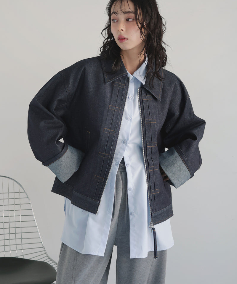 【9月上旬予約商品】ステッチデザインビックデニムジャケット