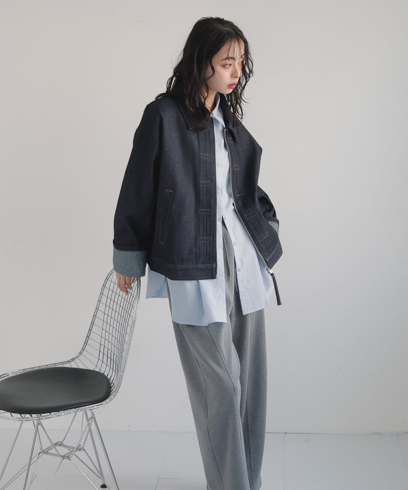 ステッチデザインビックデニムジャケット – LIAN