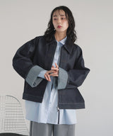 【9月上旬予約商品】ステッチデザインビックデニムジャケット