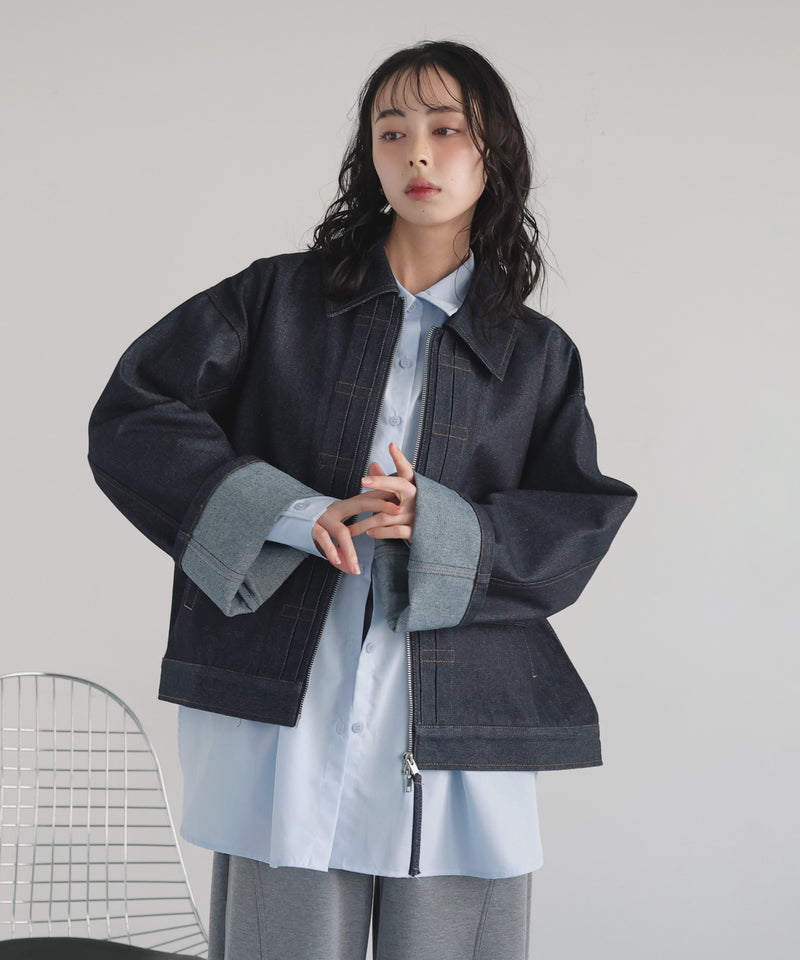 【9月上旬予約商品】ステッチデザインビックデニムジャケット