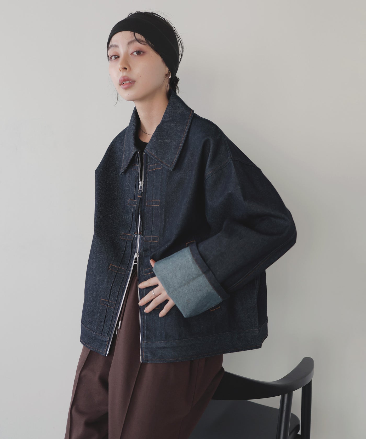 LIAN デニム、ジャケットセットアップ ステッチデザインビックデニムジャケット – LIAN