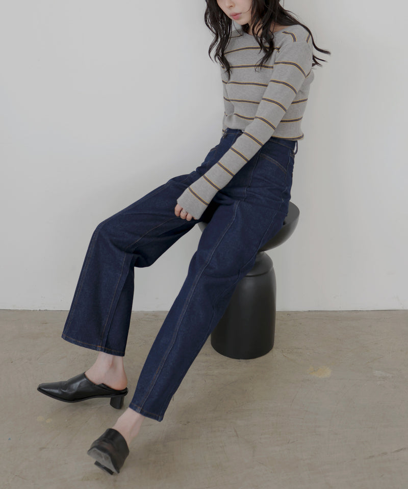 センターラインストレートデニムパンツ