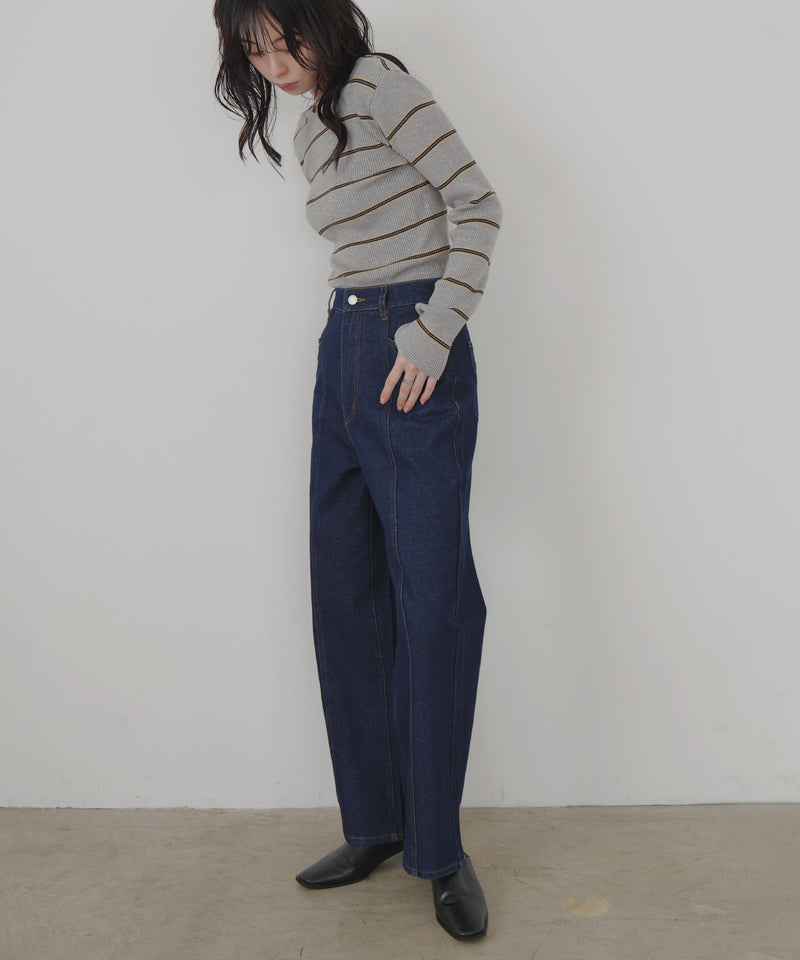 センターラインストレートデニムパンツ