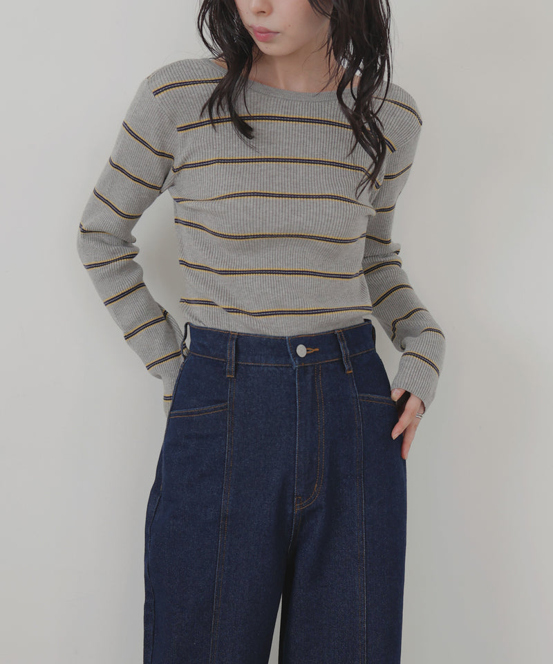 センターラインストレートデニムパンツ