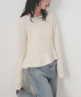 テープヤーンペプラムニットプルオーバー