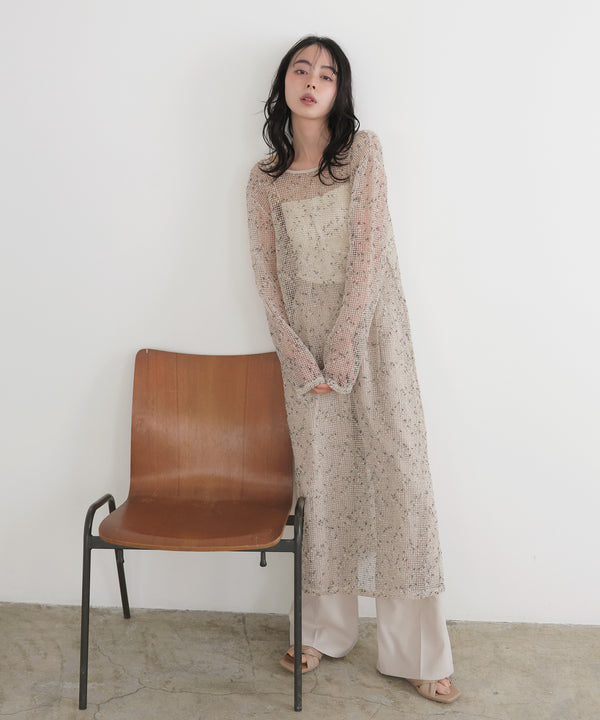 ミックスメッシュシアーワンピース