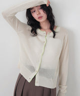 シアーバイカラーカーデ