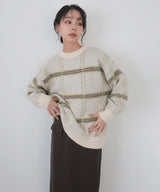 【11月上旬予約商品】シャギーチェッククルーネックニット