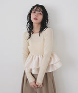 【3月上旬予約商品】【mayu × LIAN】シャイニーフリルニット