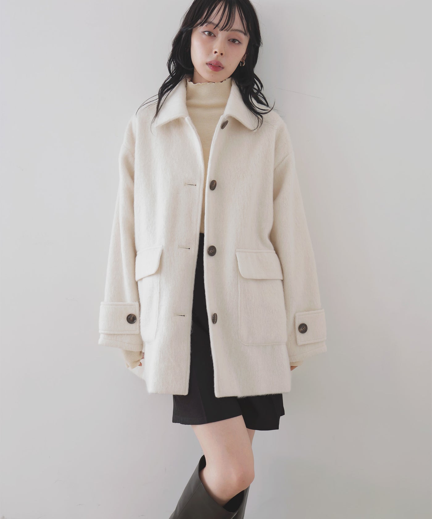ステンカラーシャギージャケットコート – LIAN