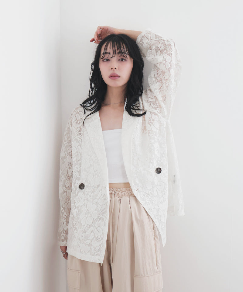 ◆le ciel a temps doux◆刺繍レースジャケット　オフホワイト ◇le ciel a temps doux◇刺繍レースジャケット オフホワイト 【公式通販】