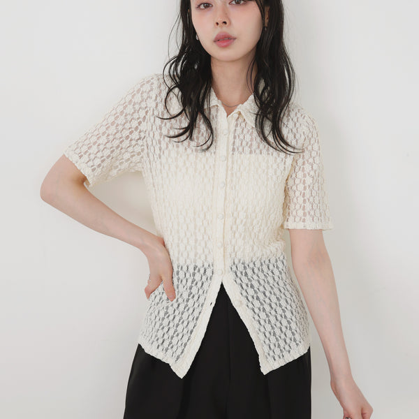 tシャツ フラワーレース長袖ポロシャツ レディース IV_1_9191ce86-ebcf-4646-a0ad-