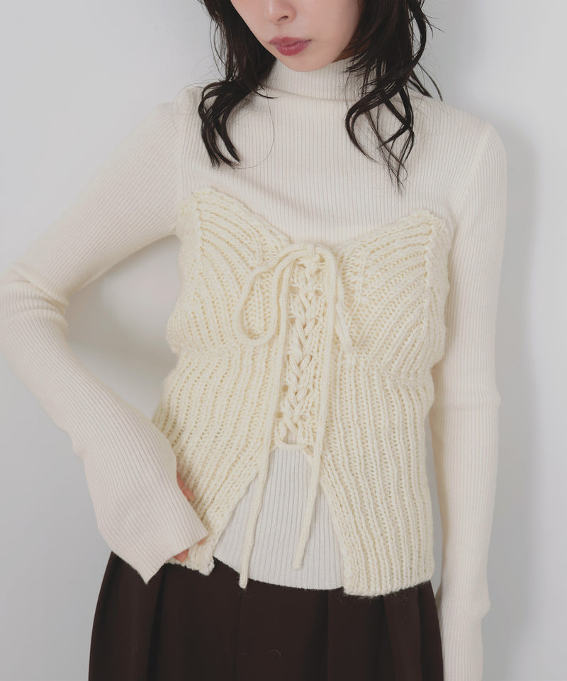 レースアップニットビスチェ