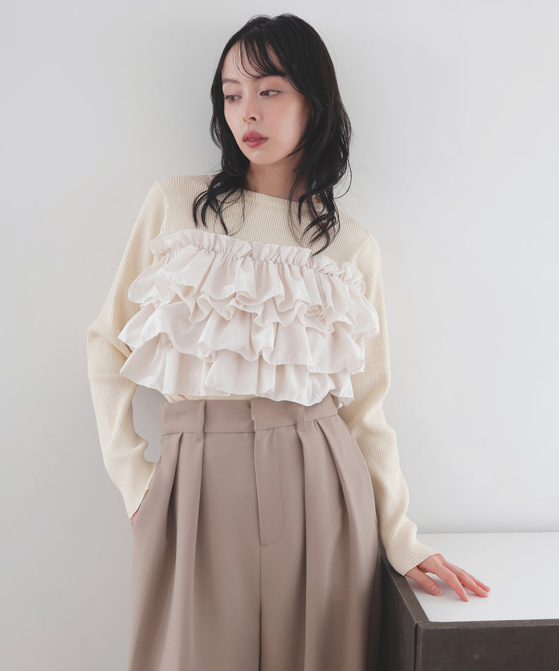 【12月上旬予約商品】フリルビスチェニットプルオーバー
