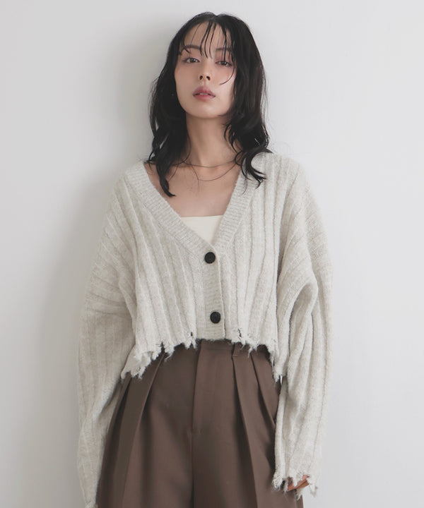 ダメージVネックカーディガン