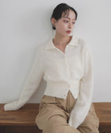 シャギーポロニットカーディガン