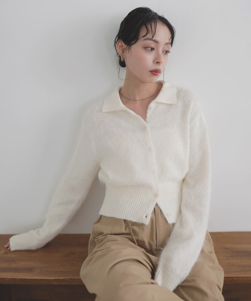 シャギーポロニットカーディガン