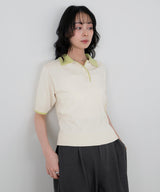 レイヤードカラーポロニット