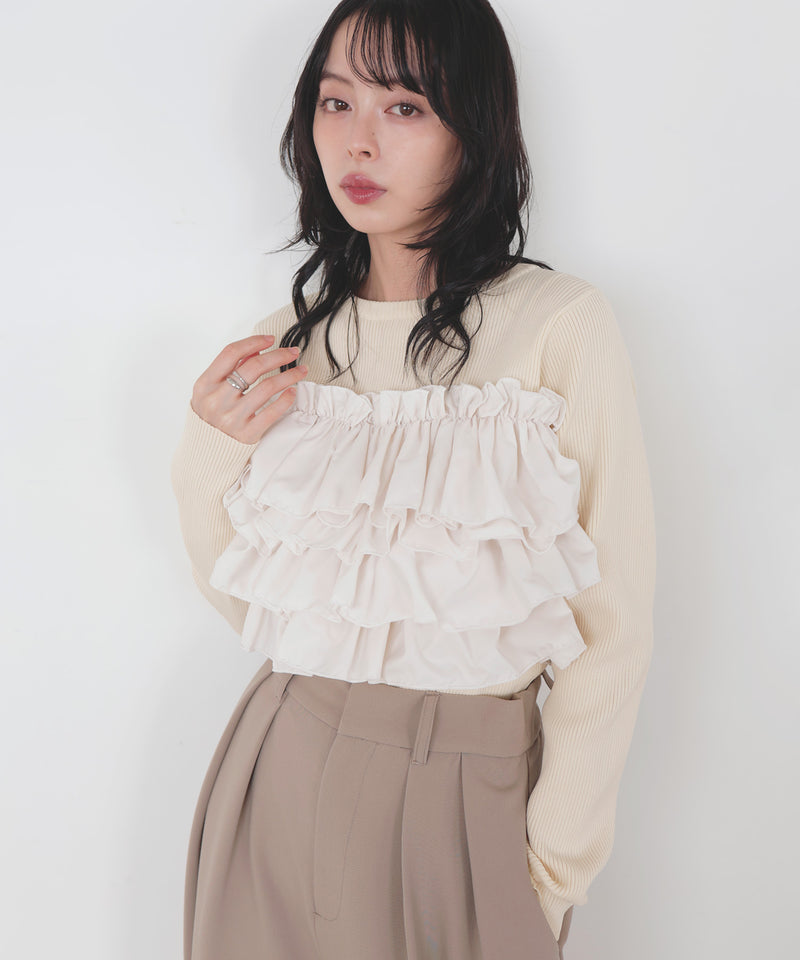 【12月上旬予約商品】フリルビスチェニットプルオーバー