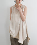 サテンアシメブラウス