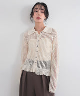 フリルメッシュポロカーデ