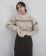 【11月上旬予約商品】シャギーチェッククルーネックニット