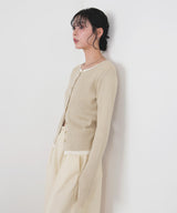 バイカラーリブニットカーデ