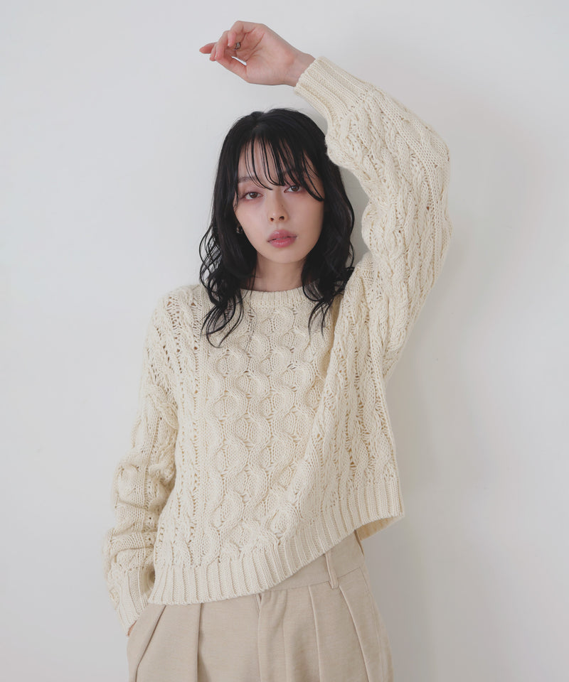 【11月中旬予約商品】バルキータッチケーブルニット