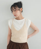 バックリボンリブニットビスチェ