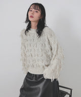 ランダムフリンジニットプルオーバー