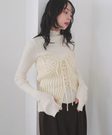 レースアップニットビスチェ