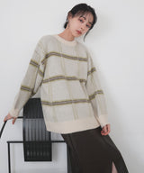 【11月上旬予約商品】シャギーチェッククルーネックニット