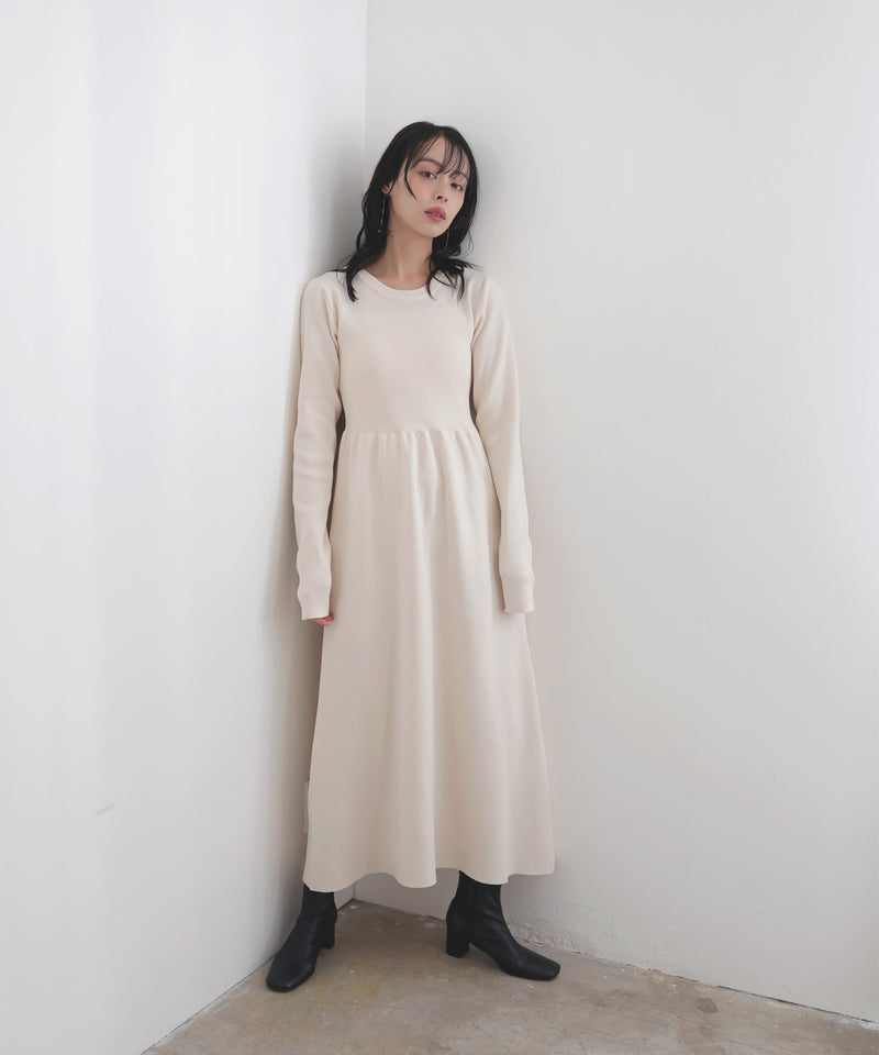 リブフレアニットワンピース