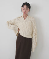 【11月中旬予約商品】ケーブルクロップドポロニット