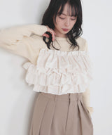 【12月上旬予約商品】フリルビスチェニットプルオーバー