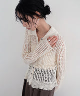 フリルメッシュポロカーデ