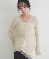 Vネックランダムリブニットカーディガン