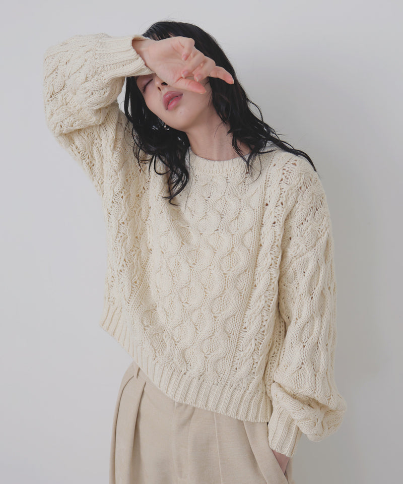 【11月中旬予約商品】バルキータッチケーブルニット