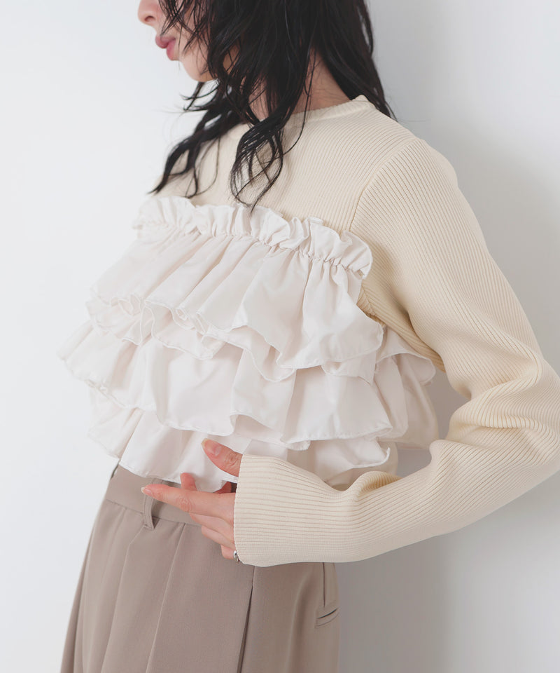 【12月上旬予約商品】フリルビスチェニットプルオーバー