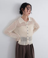 フリルメッシュポロカーデ