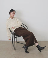 【11月中旬予約商品】ケーブルクロップドポロニット