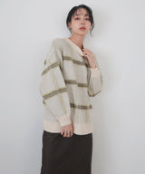 【11月上旬予約商品】シャギーチェッククルーネックニット
