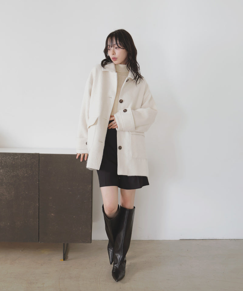 【10月下旬予約商品】ステンカラーシャギージャケットコート