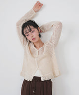 Vネックメッシュカーディガン