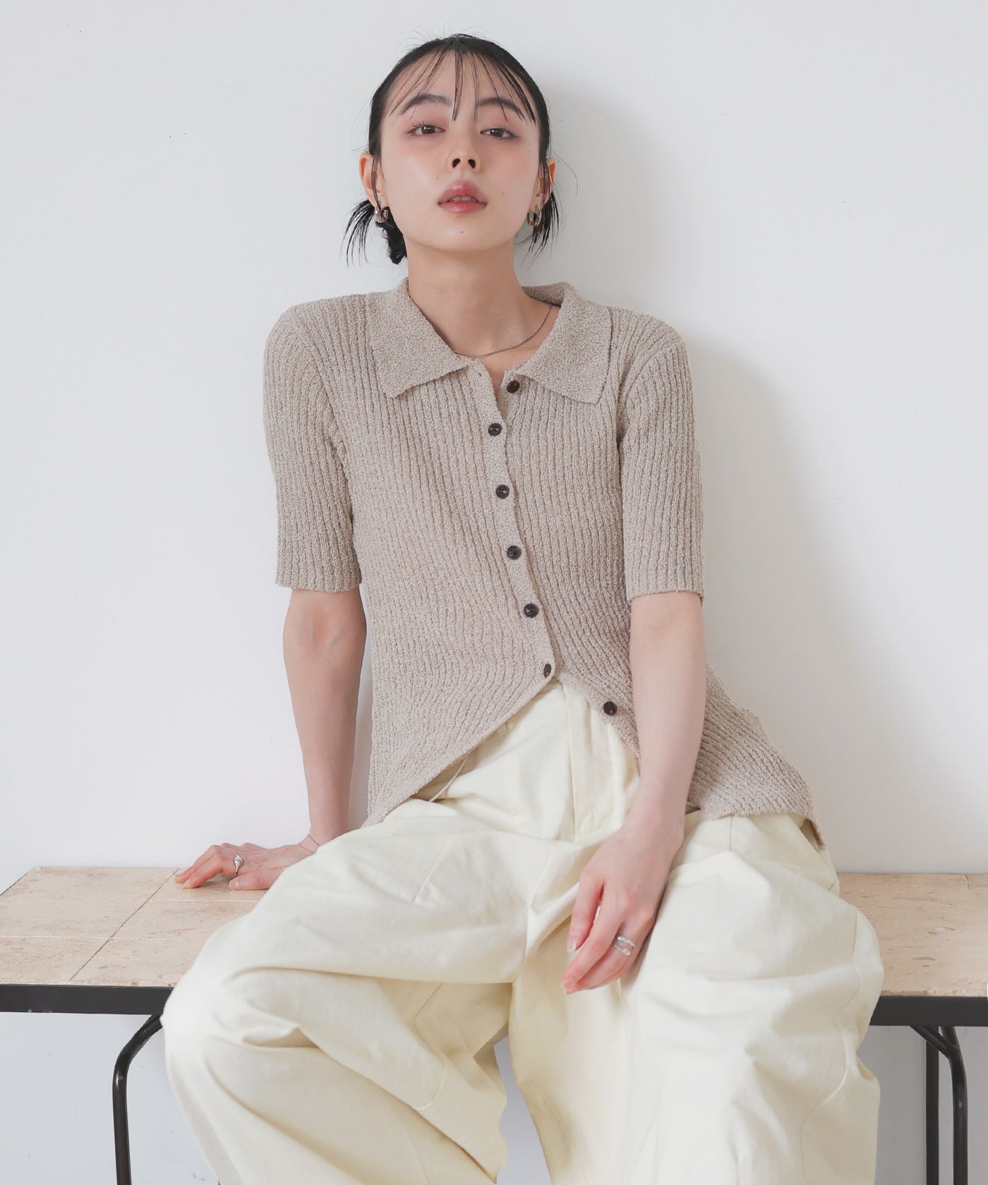 LIAN | メッシュポロニット LIAN ニット セーター メッシュポロニット レディース